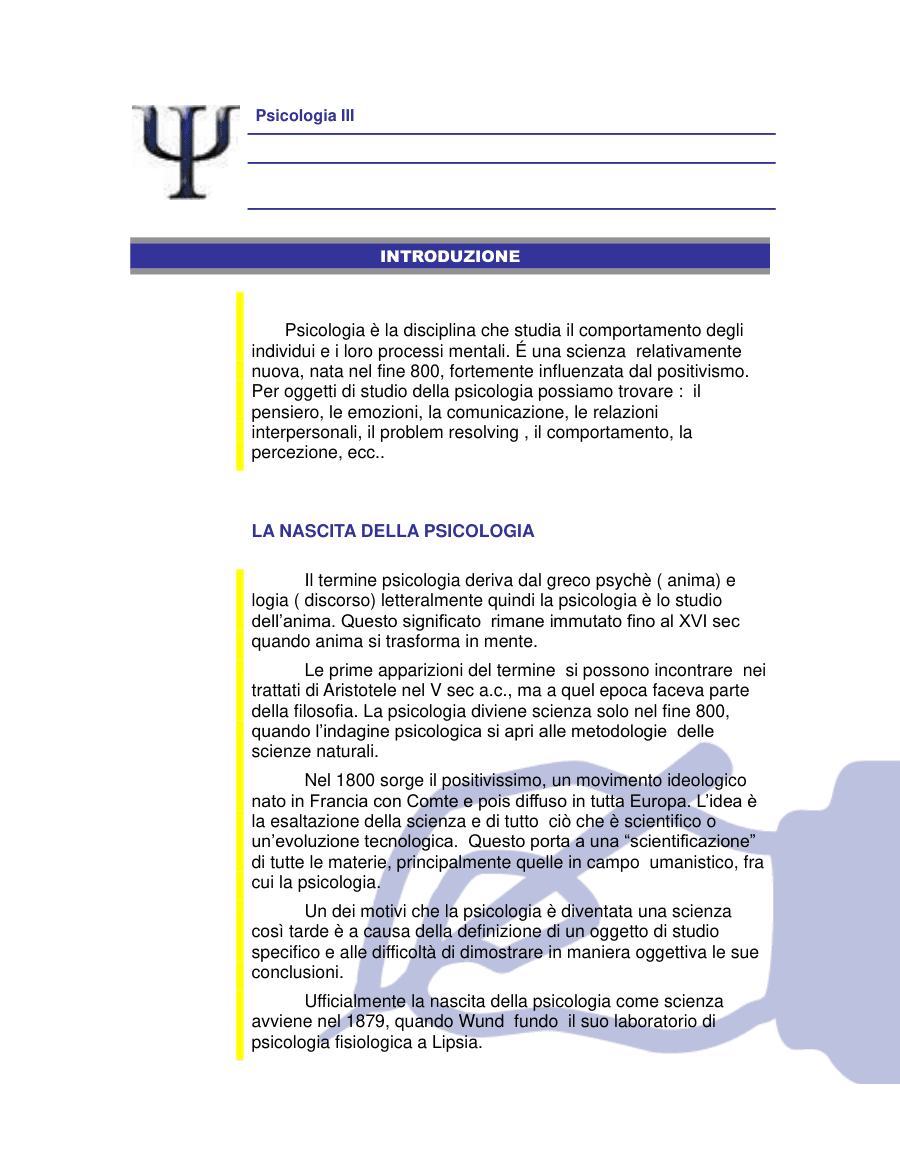 Copertina Introduzione alla Psicologia e Metodi di Studio