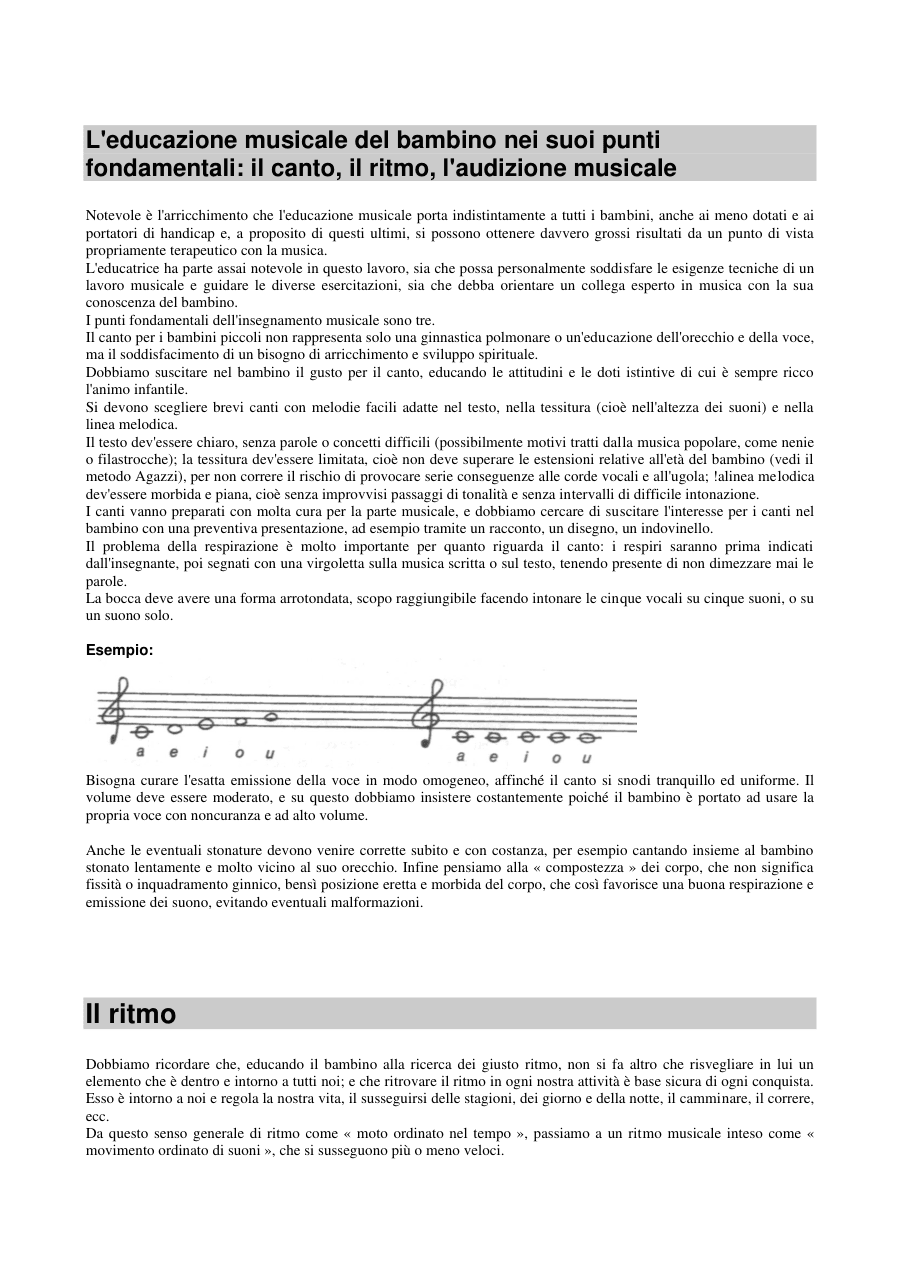 Educazione musicale del bambino: canto, ritmo e audizione