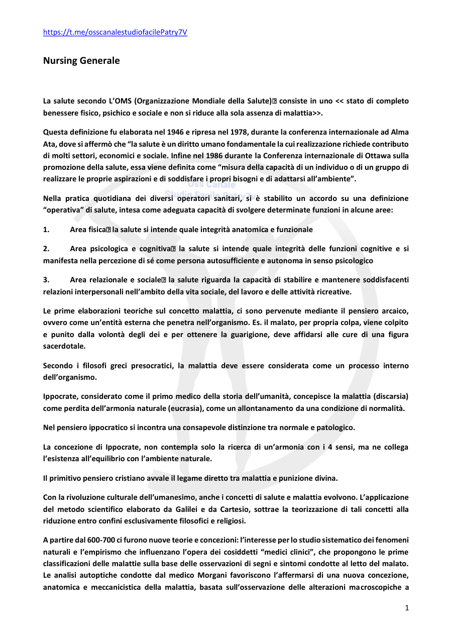 Concetti di Salute e Malattia nel Nursing