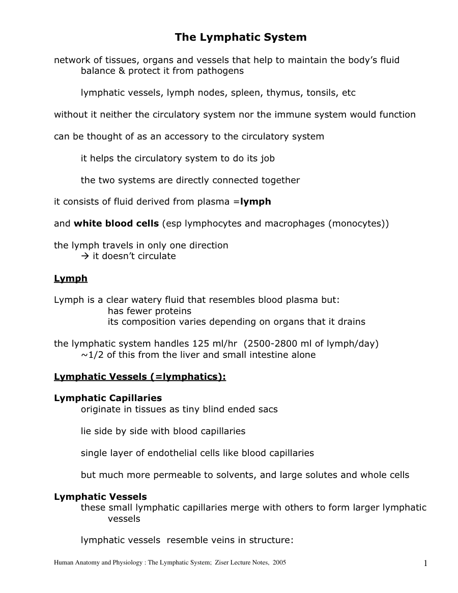 The Lymphatic System