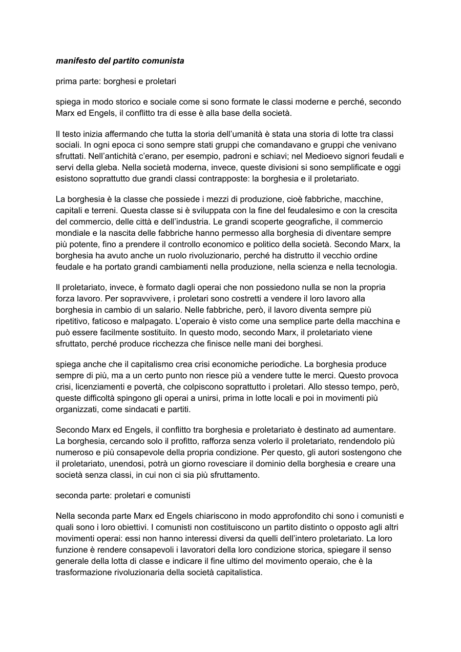 Copertina Manifesto del Partito Comunista