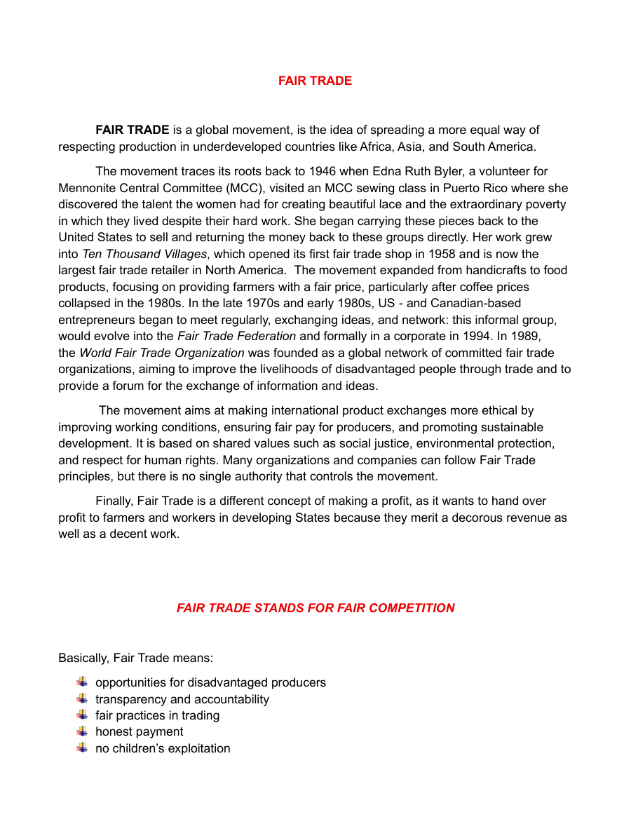 Copertina Movimento Fair Trade e Fairtrade