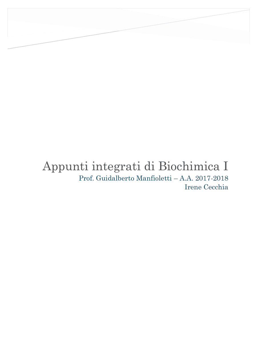 Appunti integrati di Biochimica I
