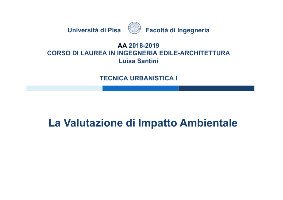 Valutazione di Impatto Ambientale nella Tecnica Urbanistica