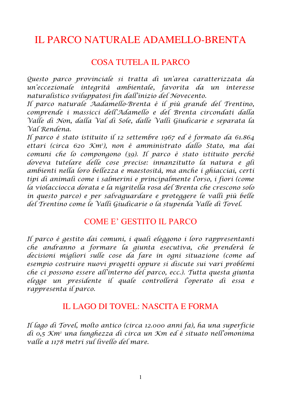 Il Parco Naturale Adamello-Brenta e il Lago di Tovel