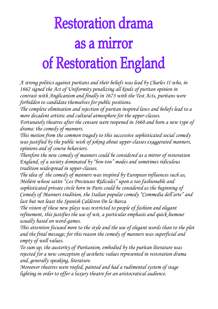 Copertina The Comedy of Manners in Restoration England