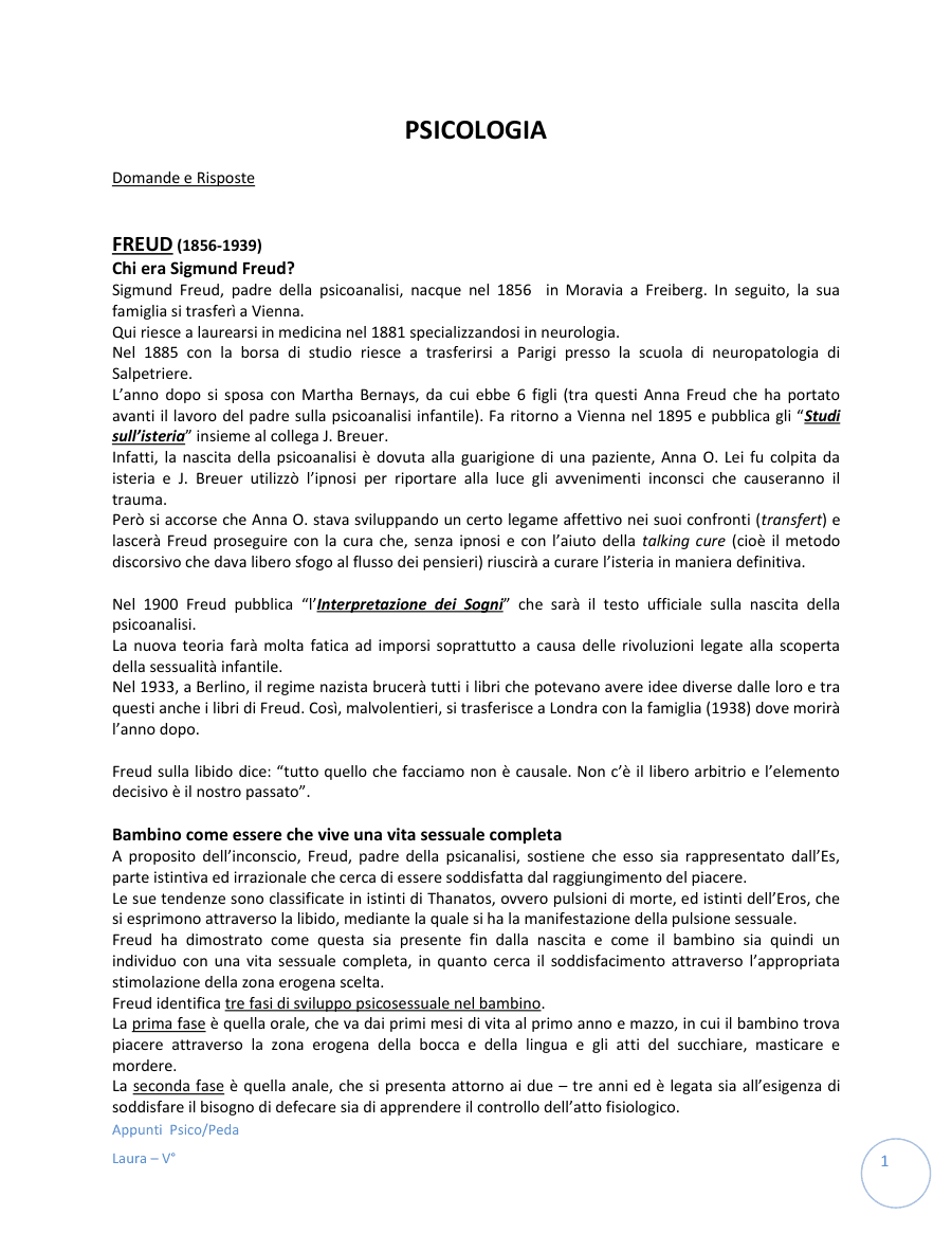 Copertina Appunti su Freud e la Psicoanalisi