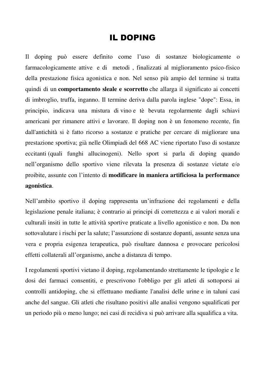 Il Doping: Definizione, Sostanze e Rischi