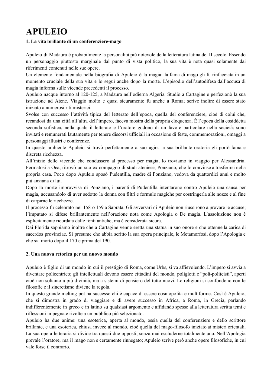 Copertina Apuleio: vita e opere