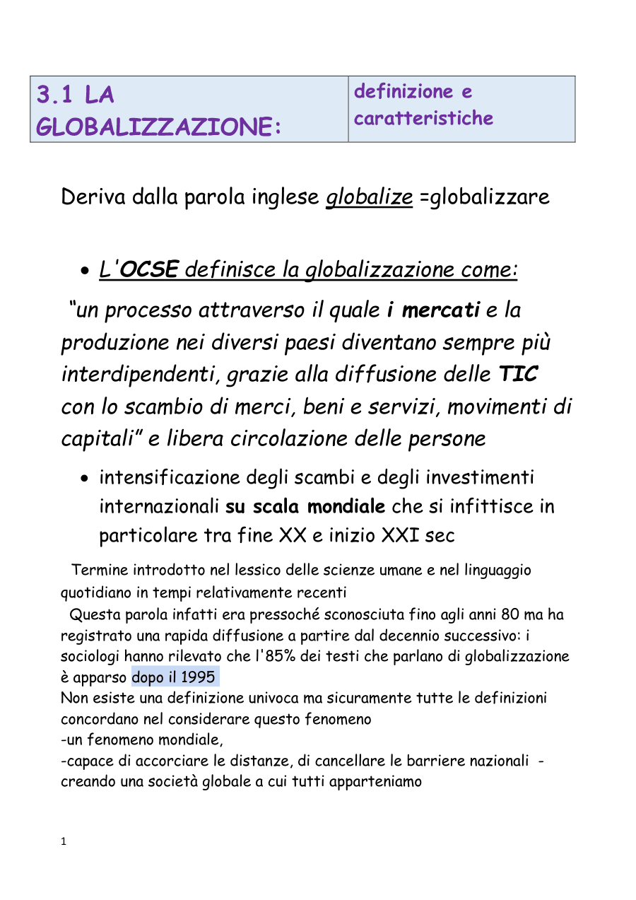 Copertina Globalizzazione: definizione e caratteristiche