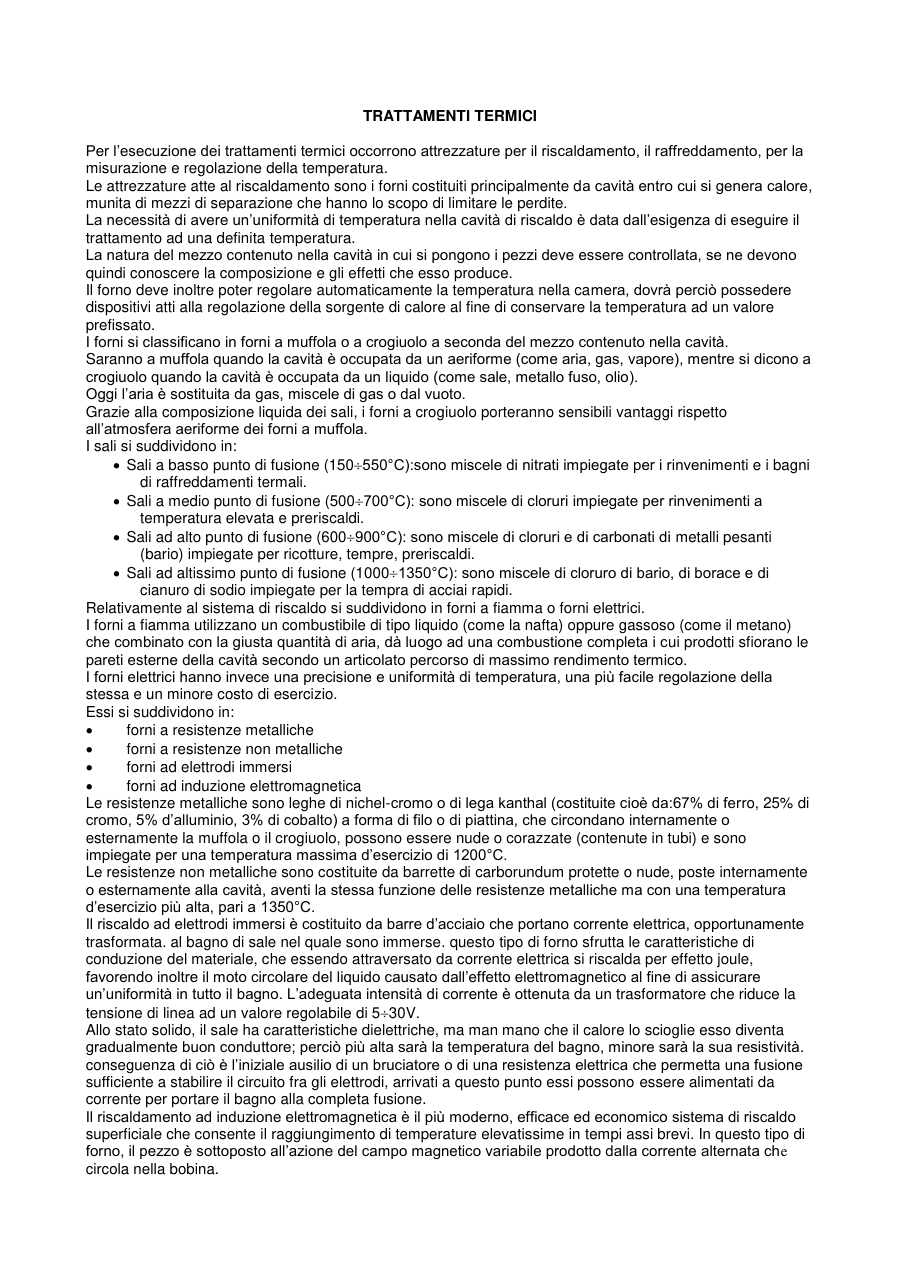 Trattamenti Termici e Tipologie di Forni