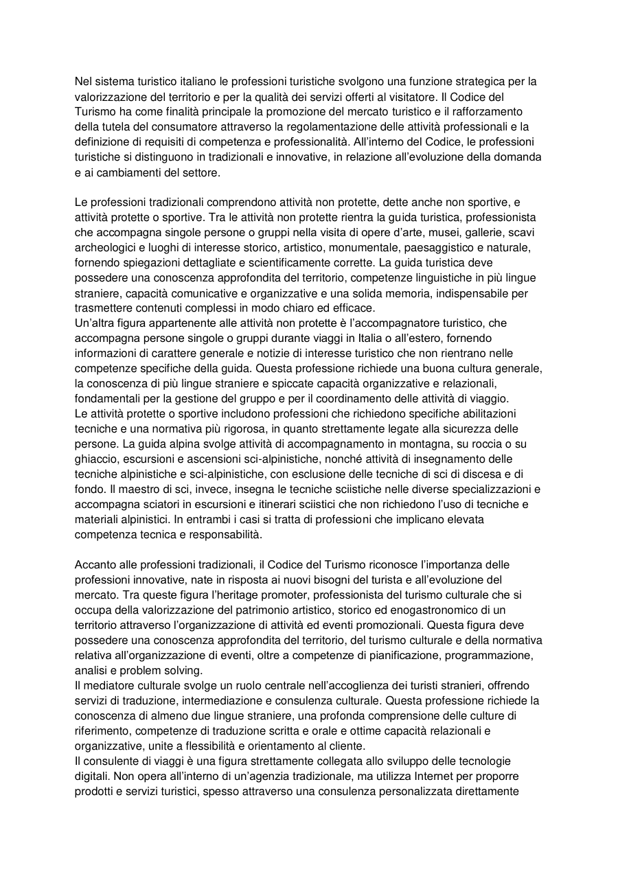 Copertina Professioni turistiche tradizionali e innovative