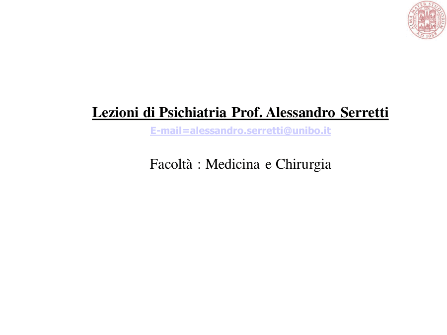 Lezioni di Psichiatria - Corso Completo