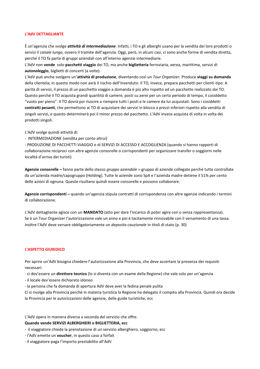 Funzioni e responsabilità dell'agenzia di viaggio