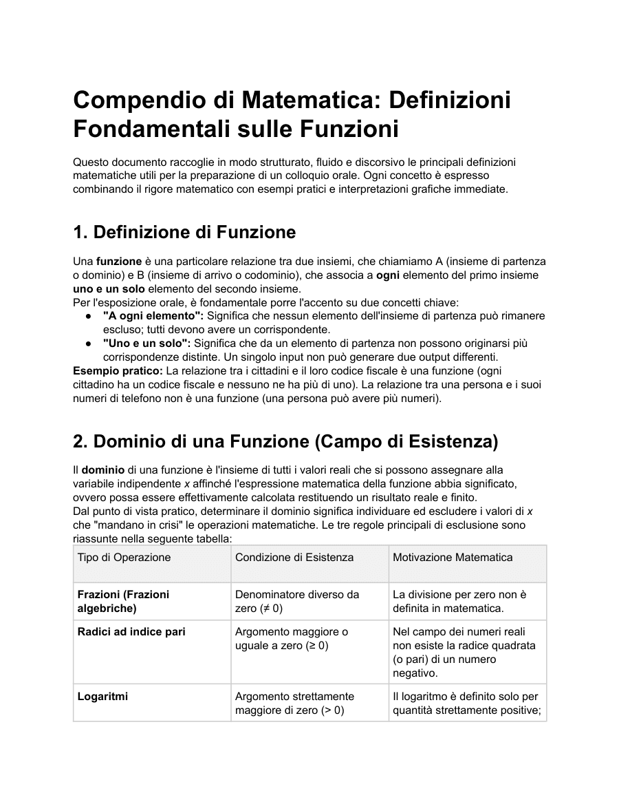 Copertina Definizioni sulle Funzioni