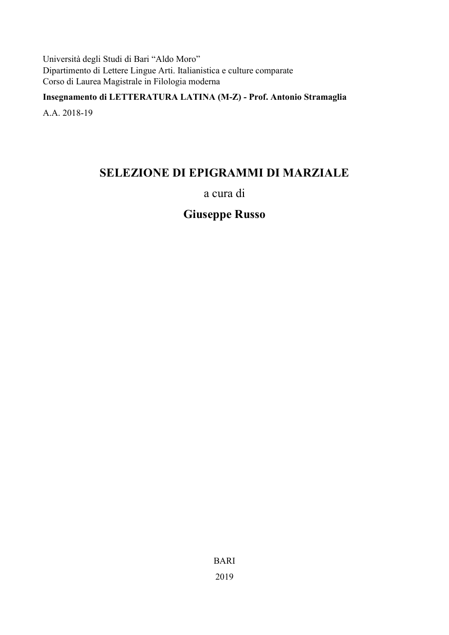 Selezione di Epigrammi di Marziale