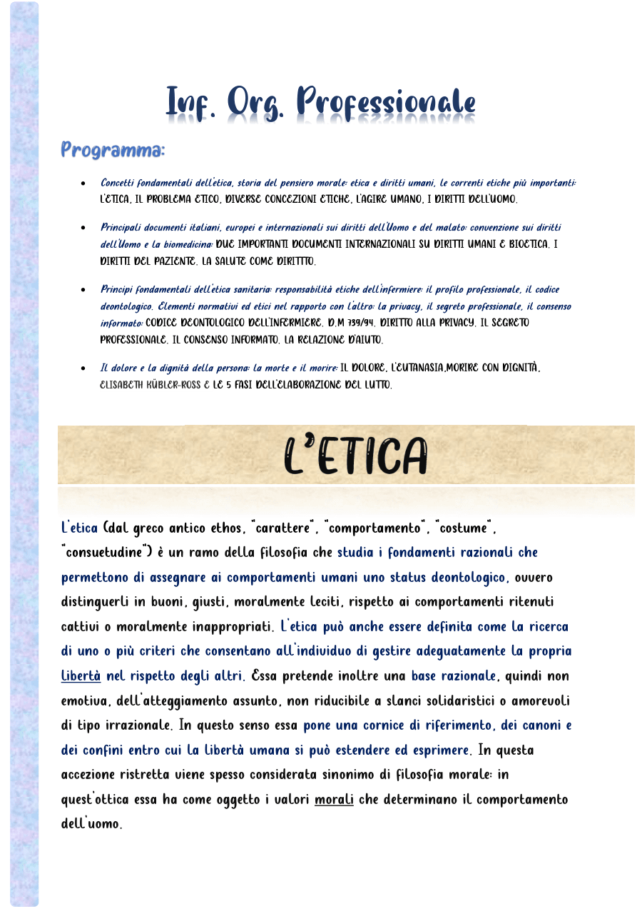 Programma di Etica e Diritti Umani in Infermieristica