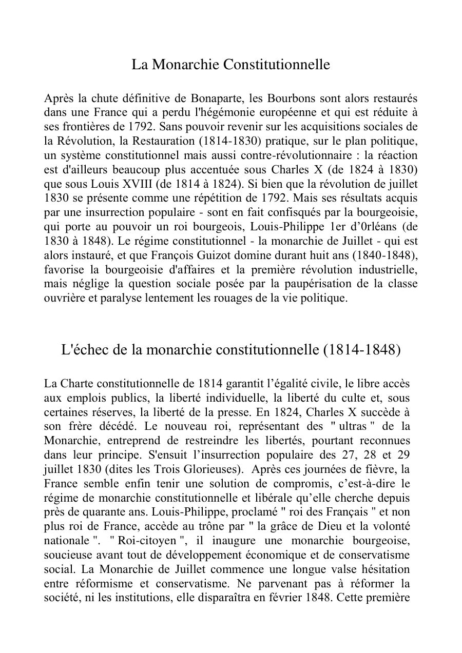 Copertina La Monarchie Constitutionnelle et son Échec