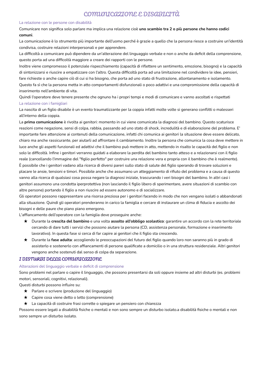 Comunicazione e disabilità
