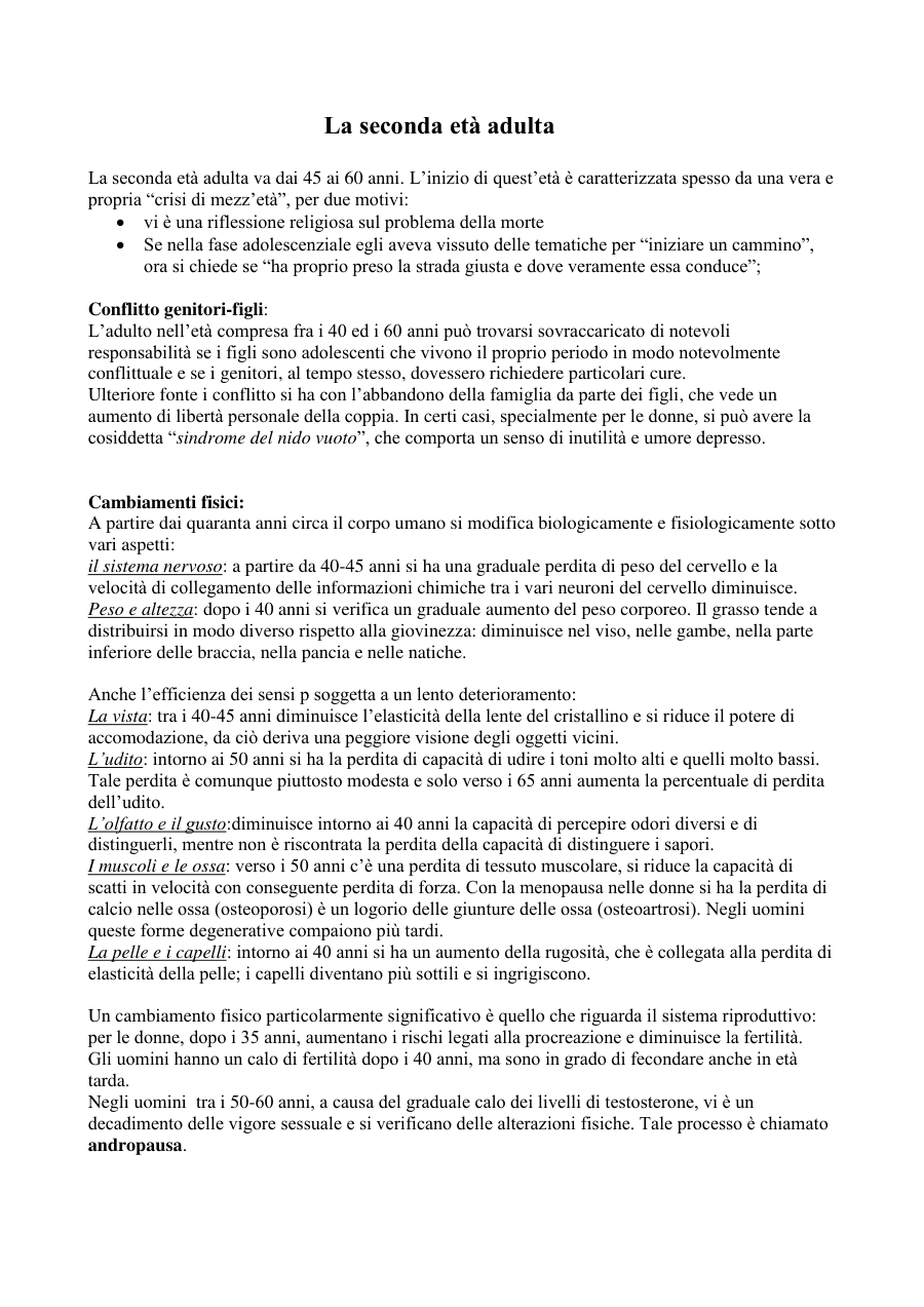 Copertina La seconda età adulta: cambiamenti e sfide