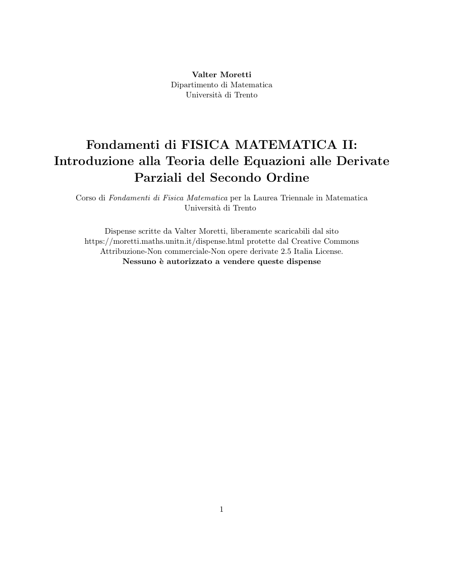Fondamenti di Fisica Matematica II: Equazioni Differenziali