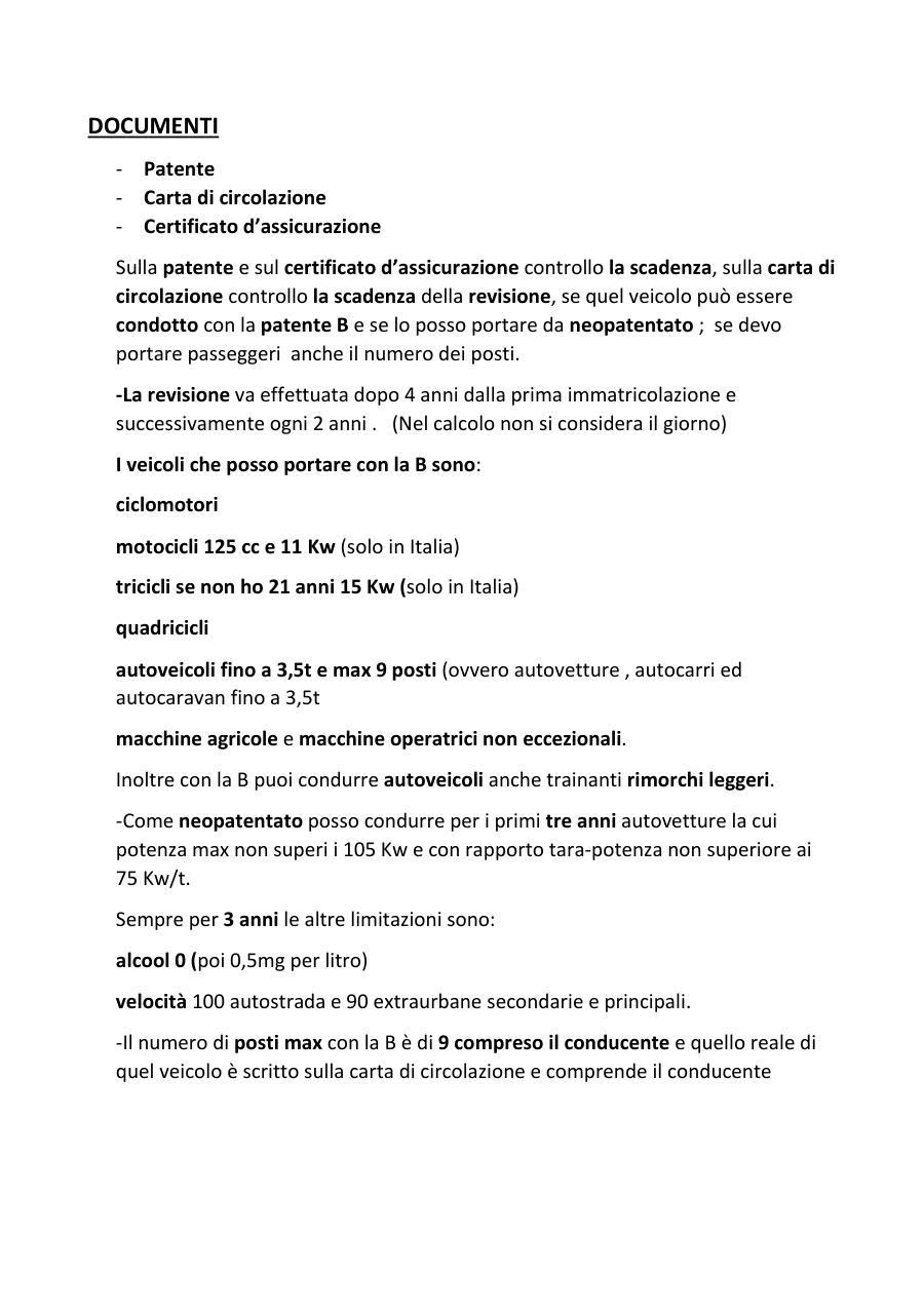 Copertina Documenti e controlli del veicolo
