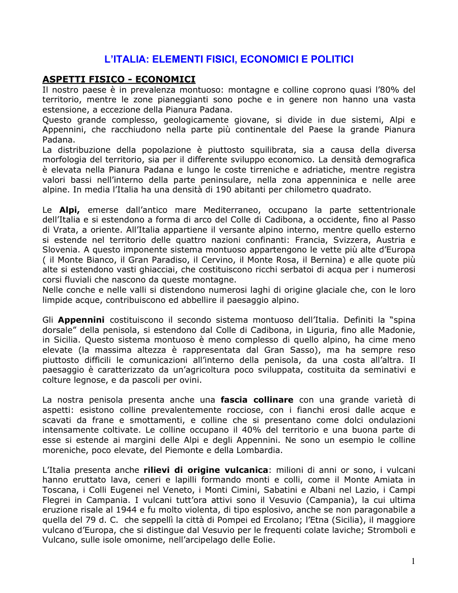 Copertina Elementi fisici ed economici dell'Italia