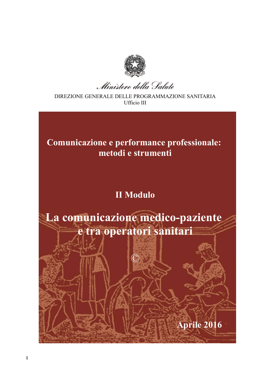Comunicazione medico-paziente e tra operatori sanitari