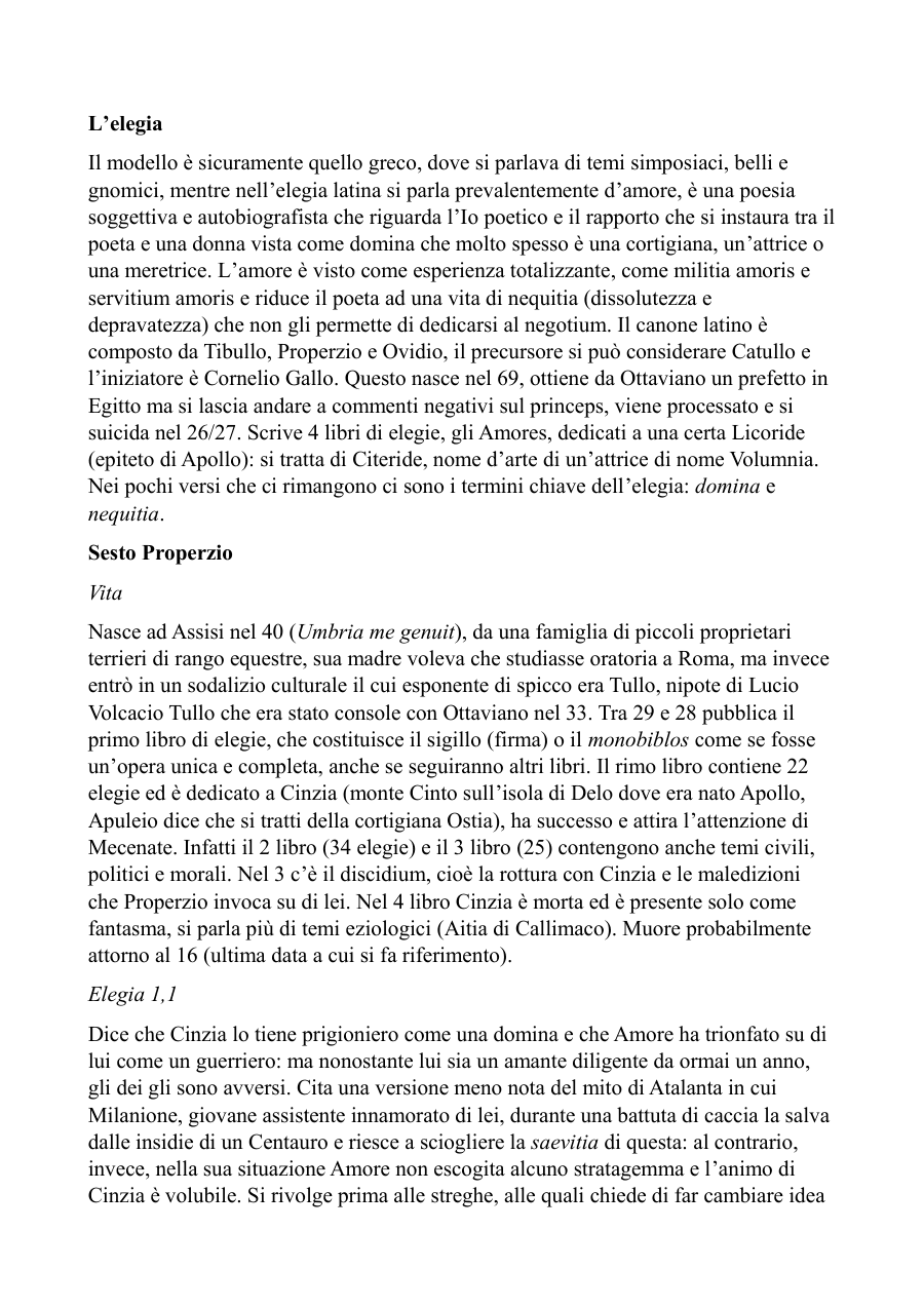 Copertina Elegia e Properzio nella poesia latina