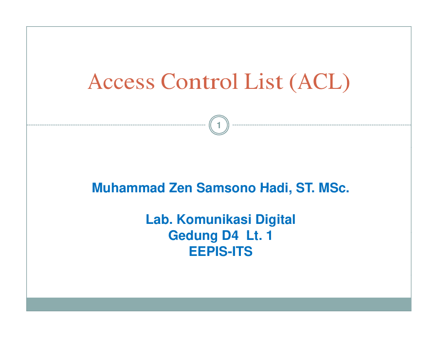 Copertina Access Control List (ACL)