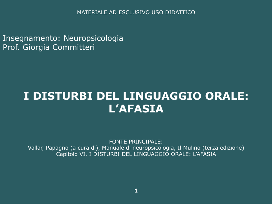 Disturbi del Linguaggio Orale: L'Afasia