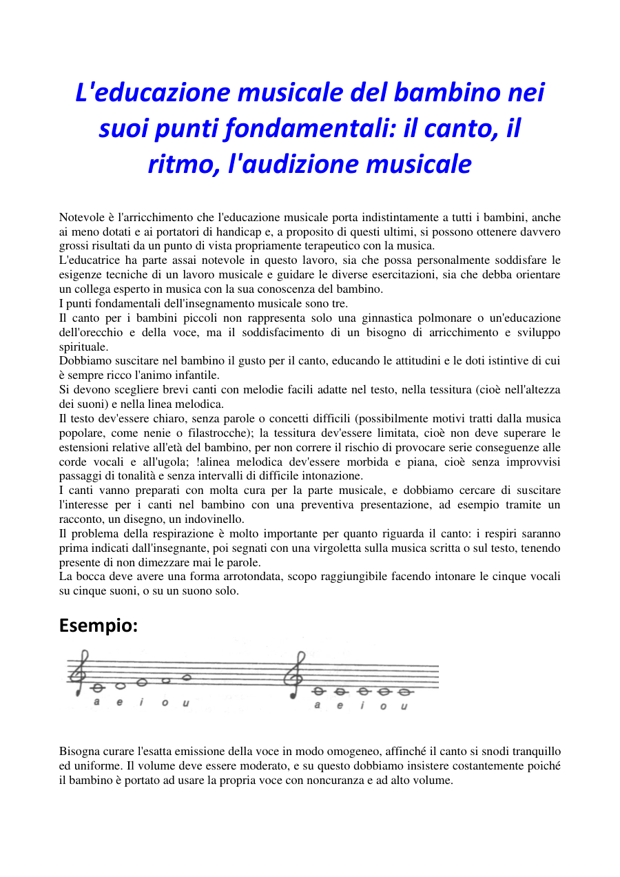 Educazione musicale del bambino: canto, ritmo e audizione