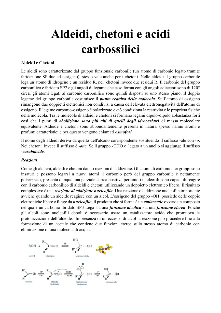 Copertina Aldeidi, chetoni e acidi carbossilici