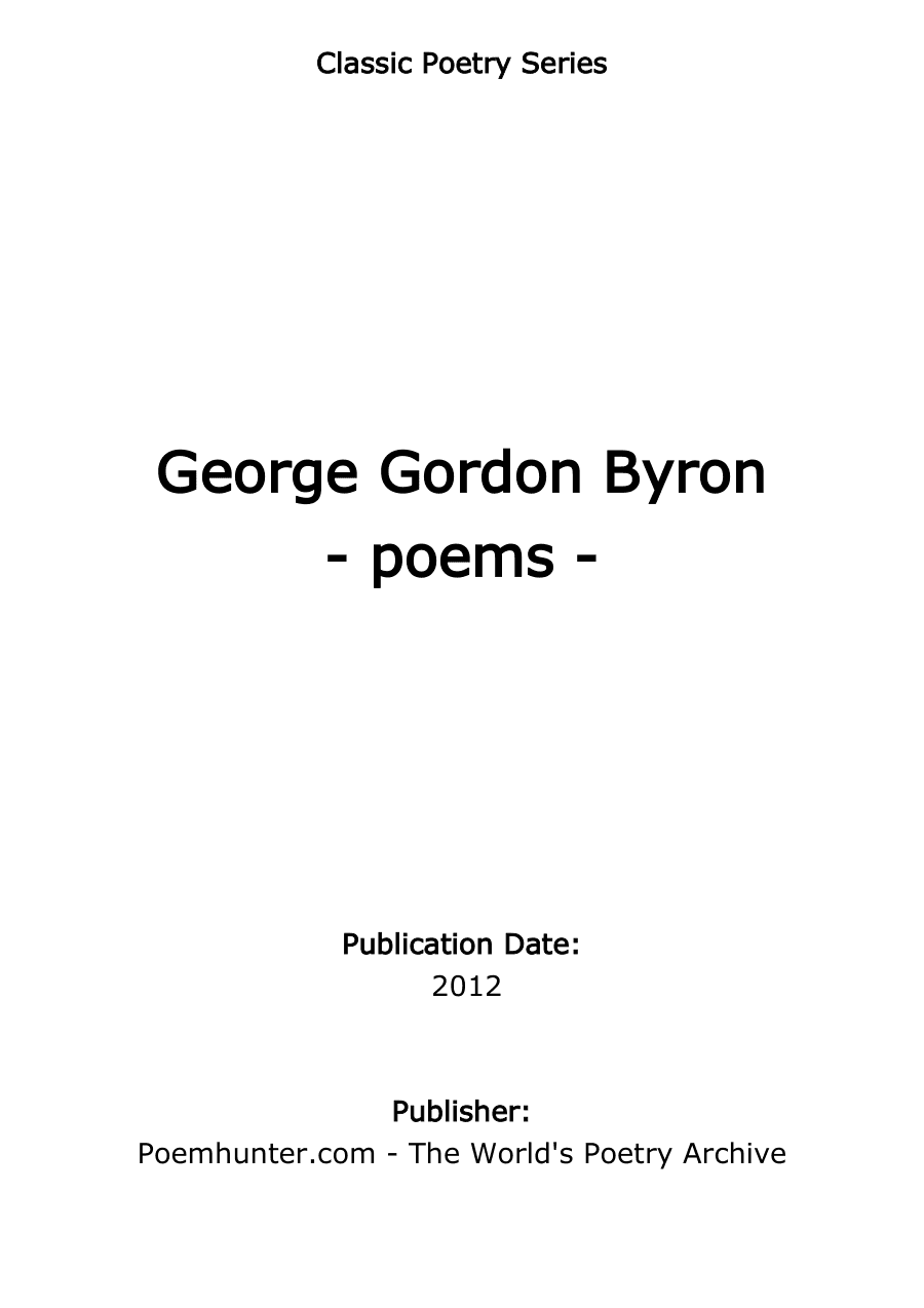 Copertina Classic Poetry Series: George Gordon Byron - Poems