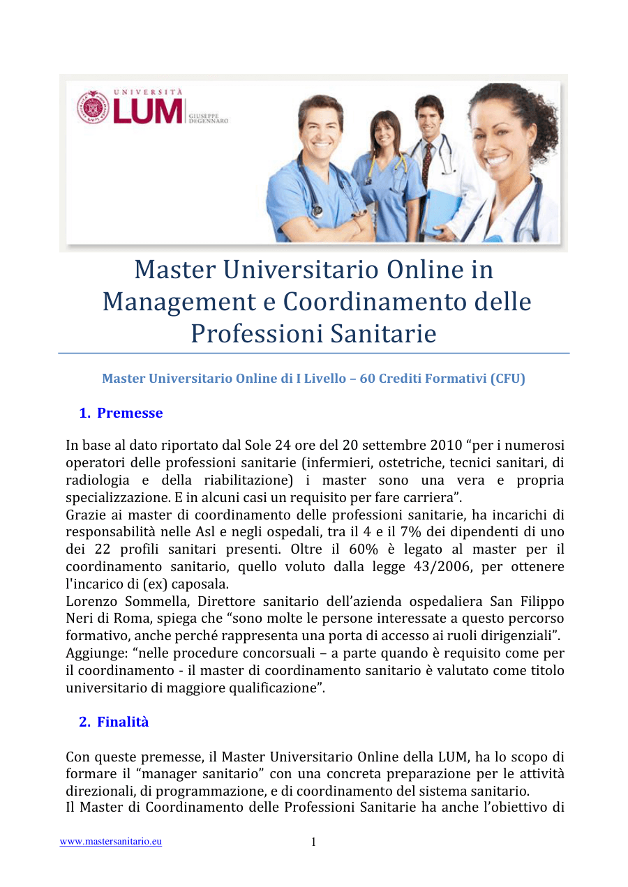 Copertina Master in Management Sanitario