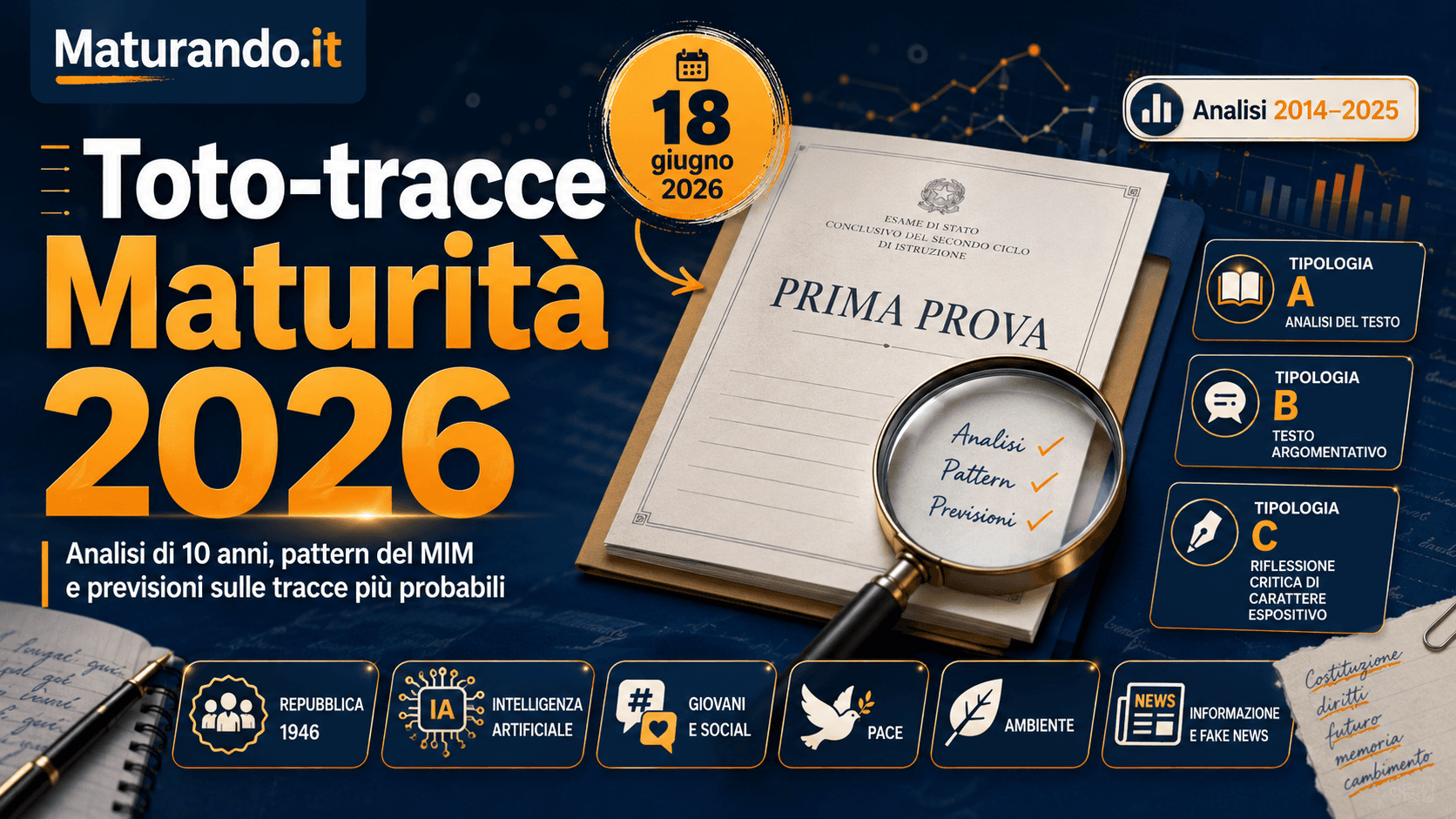 Tracce Maturità 2026, previsioni dopo l'analisi delle uscite negli ultimi 10 anni (toto-tracce sbaglia 6 volte su 10)